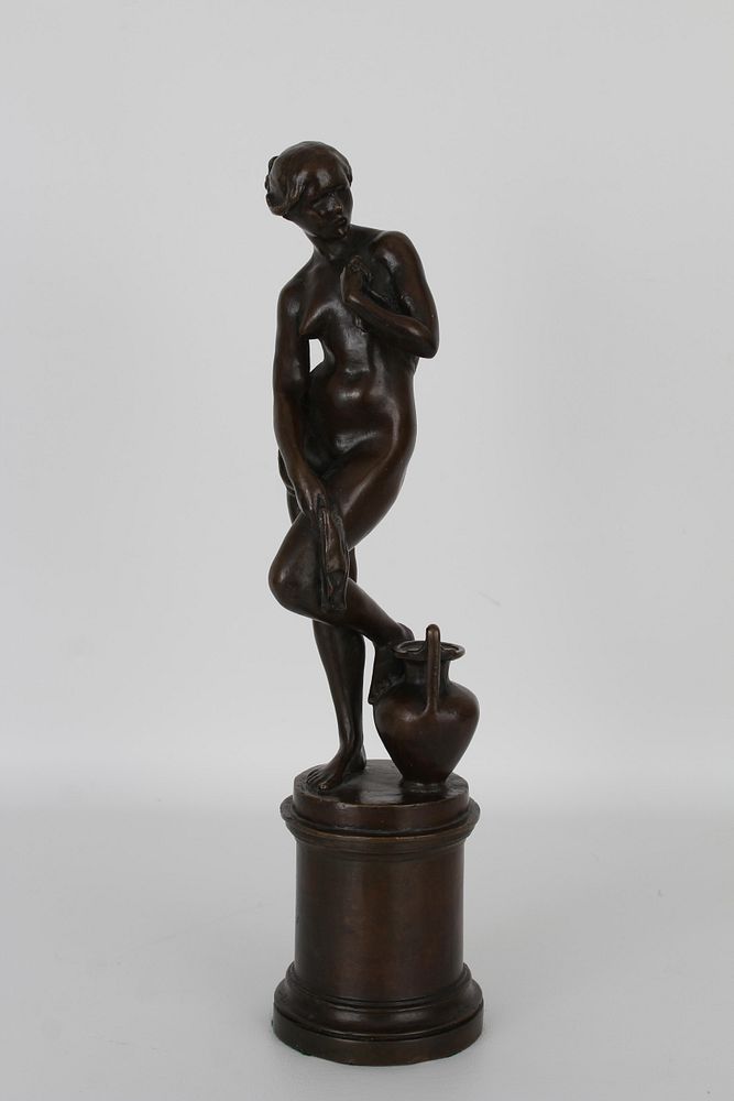 Appraisal: C Knoblock Bronze Semi-Nude Woman Figure C Knoblock Bronze Semi-Nude