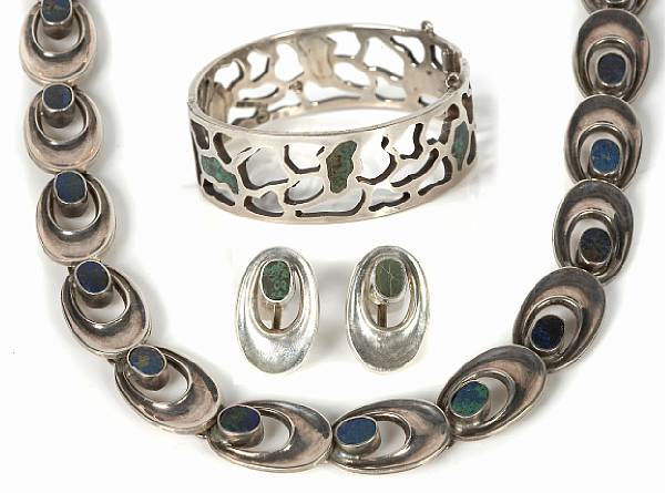 Appraisal: A collection of silver and stone jewelry Miguel Melendez featuring