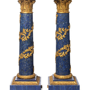 Appraisal: A Pair of Empire Style Gilt Bronze and Lapis Lazuli