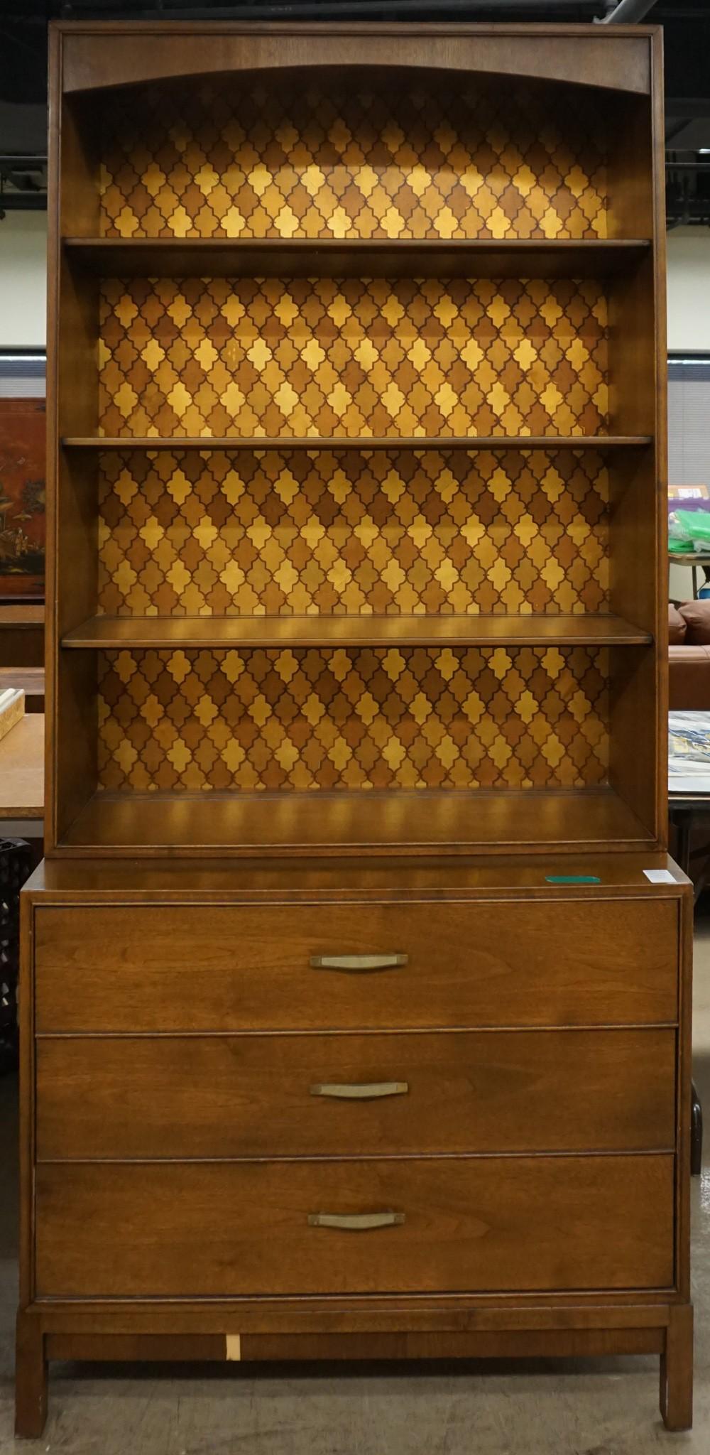 Appraisal: COMPOSITE BY DREXEL MID-CENTURY MODERN WALNUT BOOKSHELF ON CHEST X