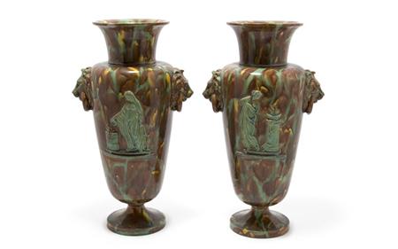 Appraisal: Pair of Majolica Urn-Form Vases Estimate -