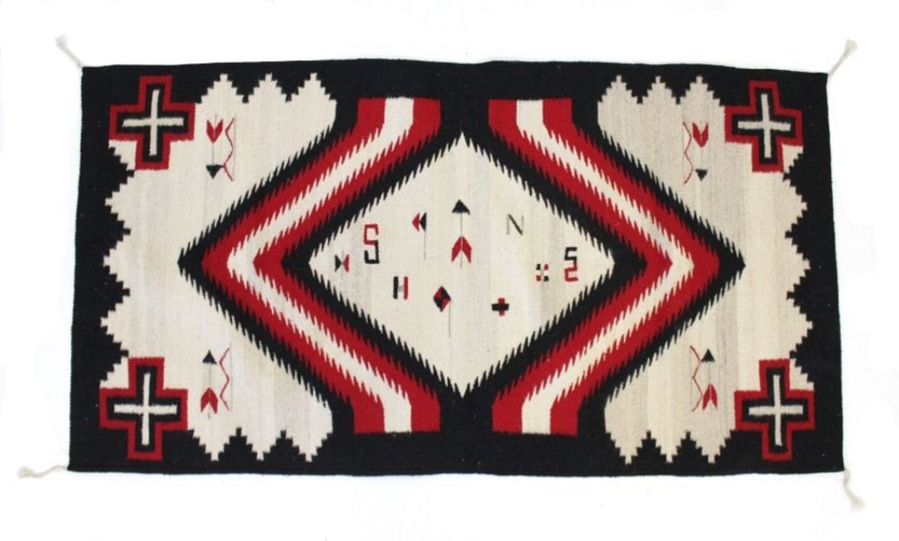 Appraisal: Ganado Promontory Wool Rug by Luis Hernandez This is an