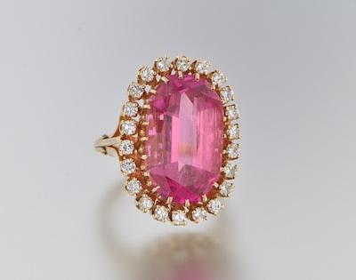 Appraisal: A Rose Tourmaline and Diamond Cocktail Ring k yellow gold