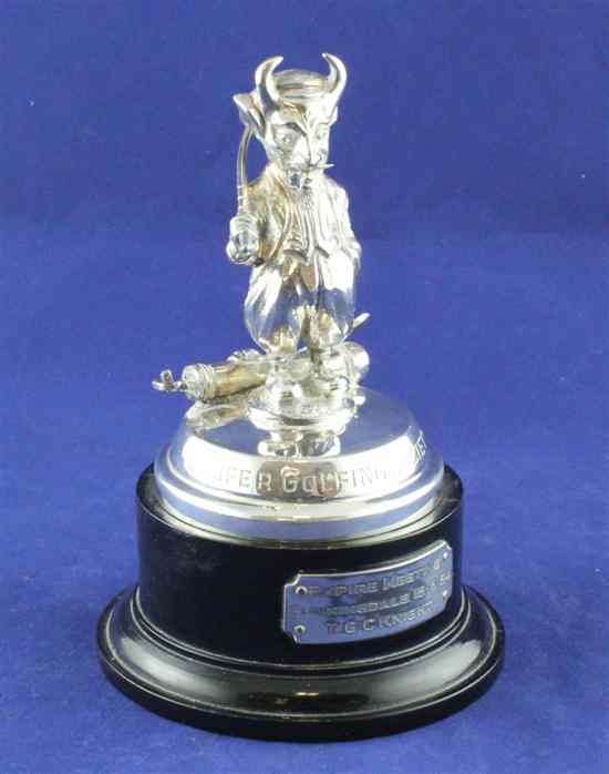 Appraisal: A Lucifer Golfing Society silver-plated trophy bearing presentation plaque on