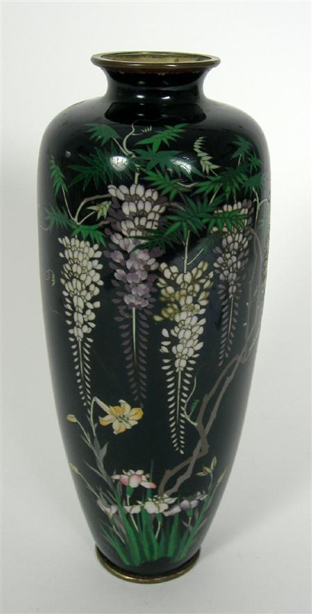 Appraisal: A Japanese cloisonn enamel vase of elongated tapering ovoid form