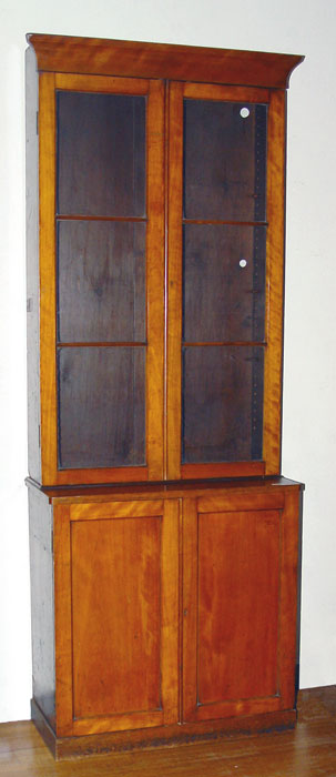 Appraisal: EARLY 'S AMERICAN COUNTRY STEPBACK BOOKCASE CABINET part cabinet with