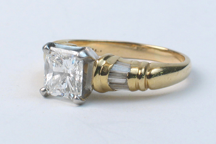 Appraisal: DIAMOND PLATINUM AND FOURTEEN KARAT GOLD RING WITH APPRAISAL AND