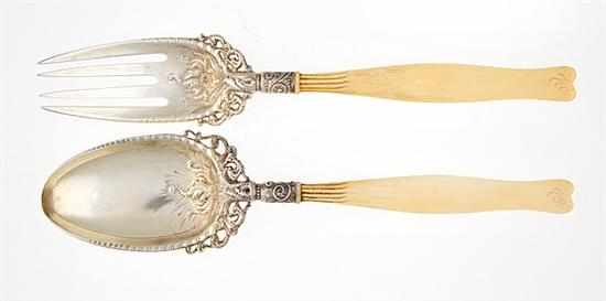 Appraisal: Whiting Ivory pattern sterling salad serving set New York circa