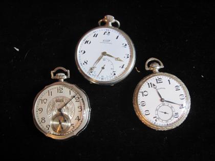 Appraisal: Three white gold filled and steel case open face pocket