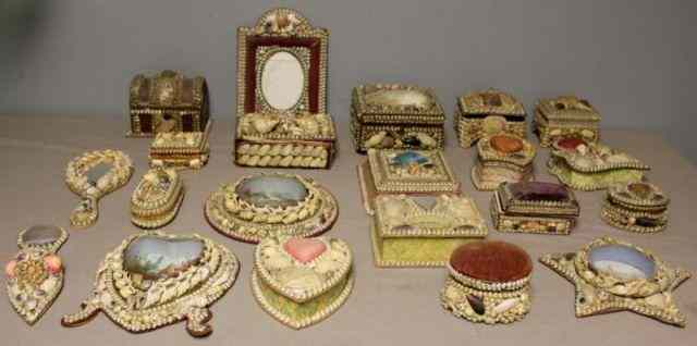 Appraisal: Collection of Antique Shell Art Includes some unusual Victorian pieces