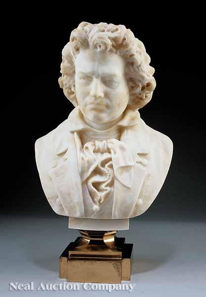 Appraisal: A Continental Marble Bust of Ludwig van Beethoven early th