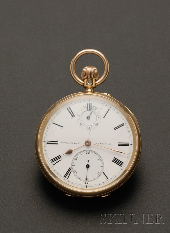 Appraisal: Gold Open Face Pocket Watch by Gowland Bros London No