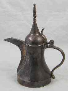 Appraisal: A white metal tests silver coffee pot probably Turkish ht