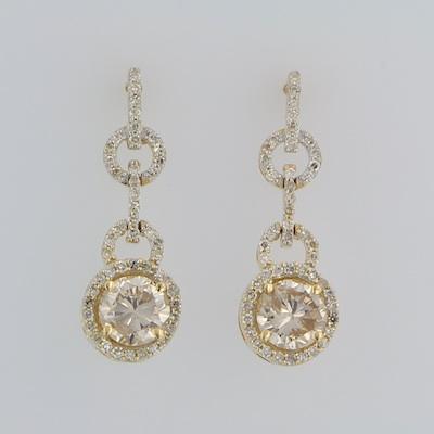 Appraisal: A Pair of Diamond Earrings k yellow gold earrings set