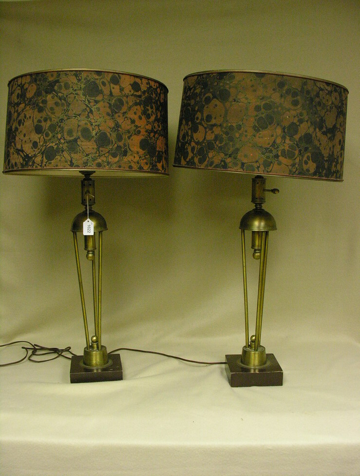 Appraisal: PAIR ART DECO LAMPS Circa 's Size ' with shade