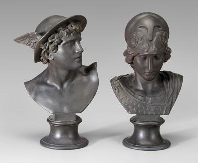 Appraisal: Pair Wedgwood black basalt busts bases marked quot Wedgwood quot