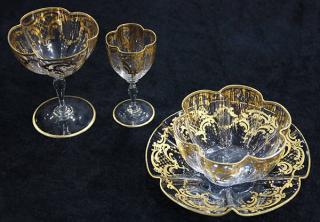 Appraisal: lot of Bohemian style stemware having gilt enamel decoration on