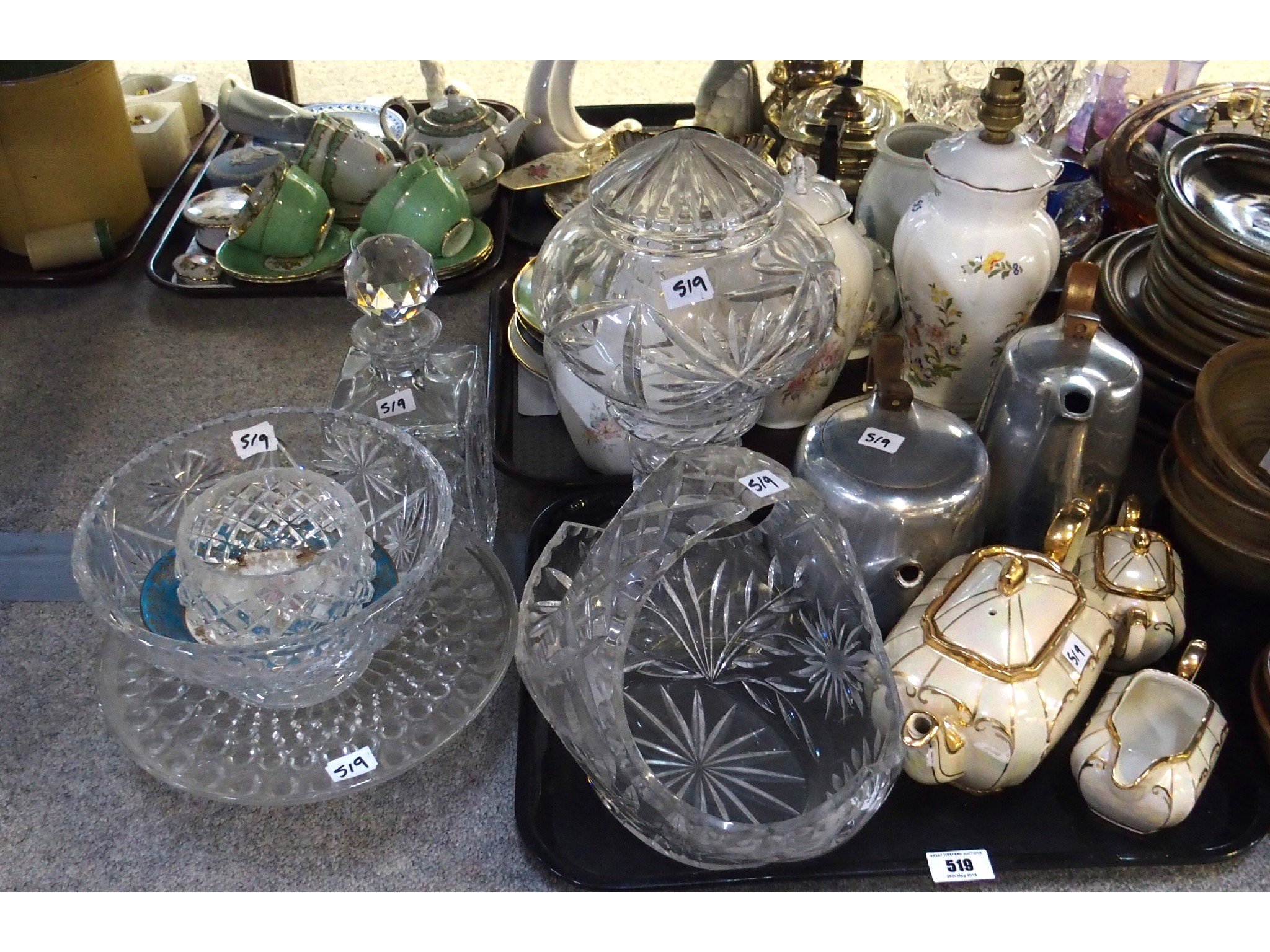 Appraisal: Crystal lamp other crystal items Picquot ware and a Sadler