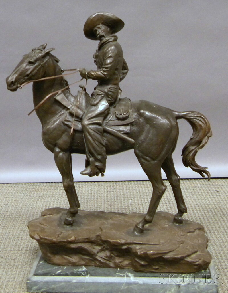 Appraisal: Henry Bonnard Bronze Co Bronze Cowboy on Horseback Sculpture after