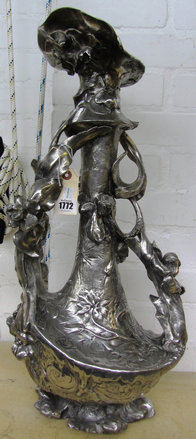 Appraisal: A large metal vase by M Petizan circa modelled and