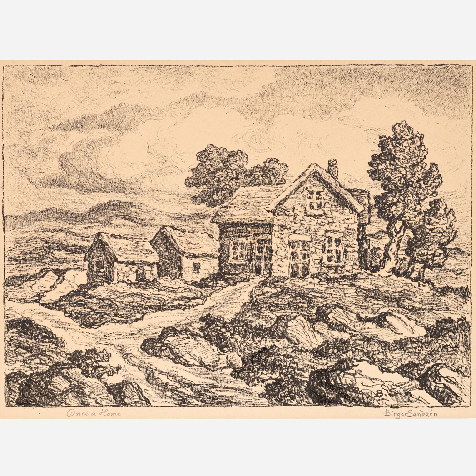 Appraisal: BIRGER SANDZEN ONCE A HOME PENCIL-SIGNED LITHO Birger Sandzen Swedish-American