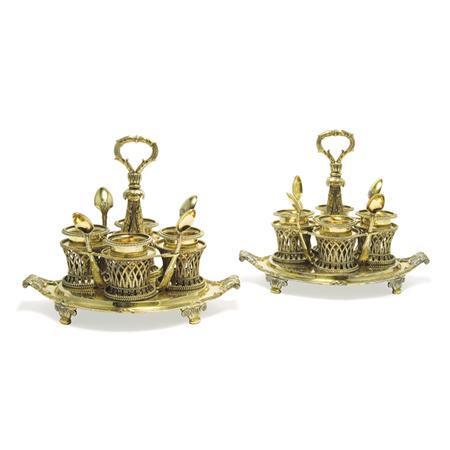 Appraisal: Pair of George III Silver Gilt Egg Cup Holders Together