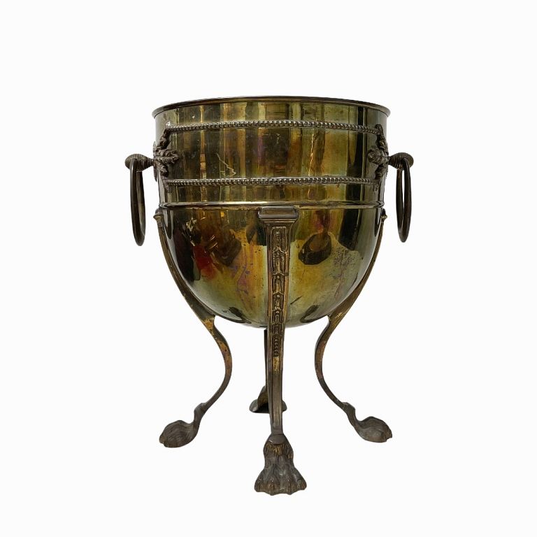 Appraisal: Vintage Brass Champagne Bucket Vintage Brass Champagne Bucket Includes legs