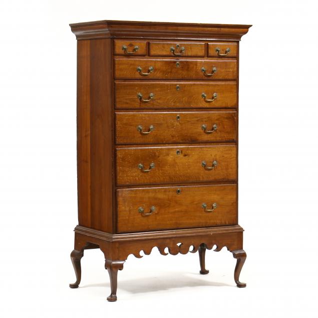 Appraisal: PENNSYLVANIA QUEEN ANNE WALNUT TALL CHEST ON FRAME Circa -