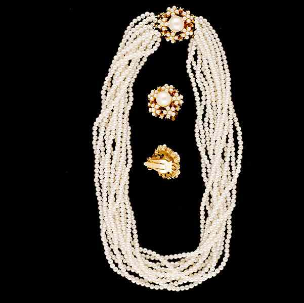 Appraisal: Marvella Faux Pearl Strand Ear Clip Set A grouping of