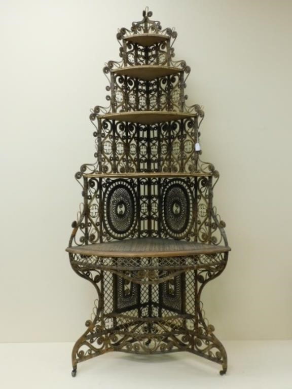 Appraisal: Wakefield Rattan Co ca Five graduated tiers extremely ornate scrollwork