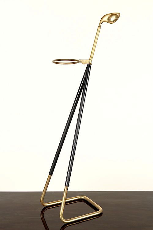 Appraisal: BRASS IRON UMBRELLA STAND GOLF CLUB HANDLE C A brass