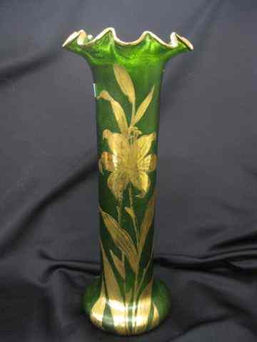 Appraisal: Victorian Cameo Style Art Glass Vase floral decor with gold