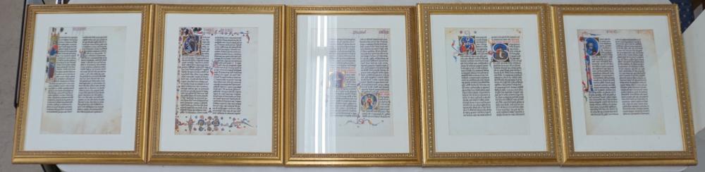 Appraisal: Five Photolithographic Reproductions of Illuminated Manuscript Pages Modern Framed largest