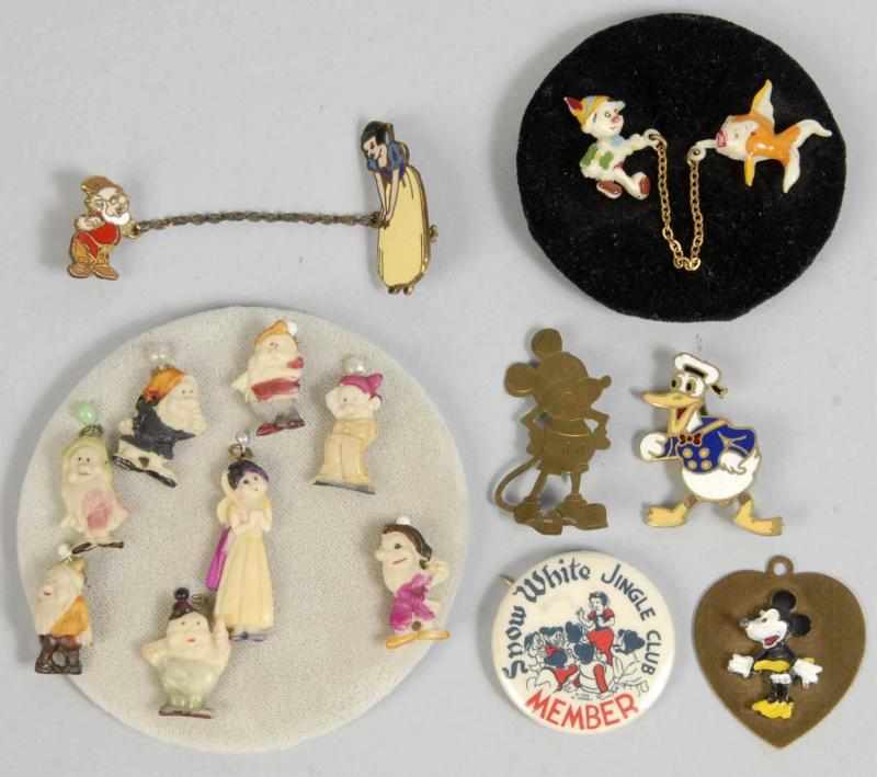 Appraisal: Lot of Disney Vintage Pins Buttons Description Includes Snow White