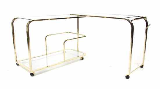 Appraisal: An American Art Deco Style Brass Bar Cart Design Institute