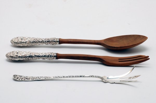 Appraisal: Stieff sterling silver handled salad set comprised of spoon and