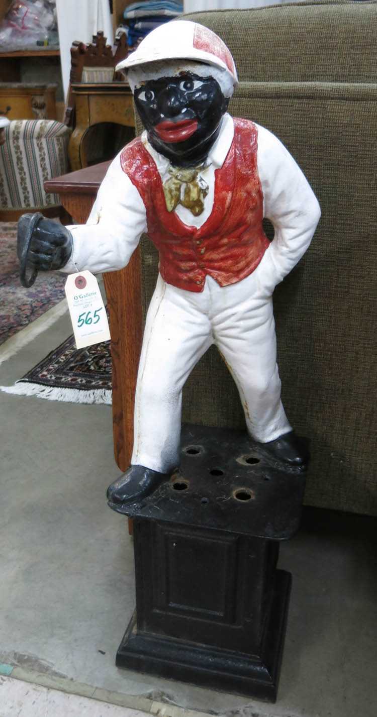 Appraisal: FIGURAL CAST IRON 'LAWN JOCKEY' HITCHING POST a Jocko style