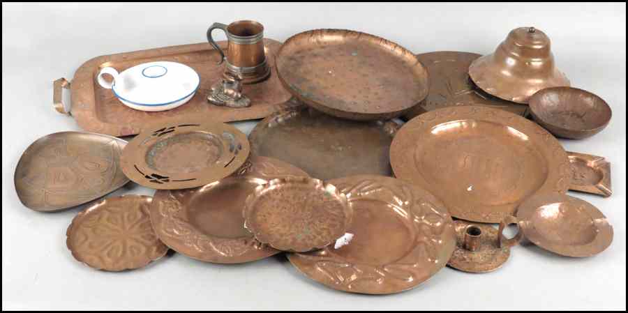 Appraisal: COLLECTION OF COPPER TABLE ARTICLES Comprised of platters bowls and