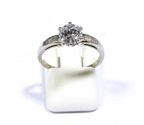 Appraisal: BRILLIANT-CUT DIAMOND RING ca White gold Elegant solitaire model with