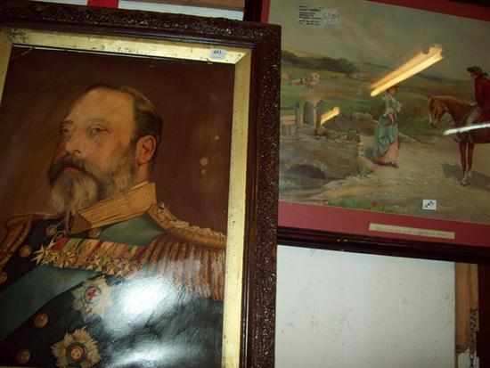 Appraisal: A FRAMED COLOURED PRINT AND FRAMED OLEOGRAPH OF KING EDWARD