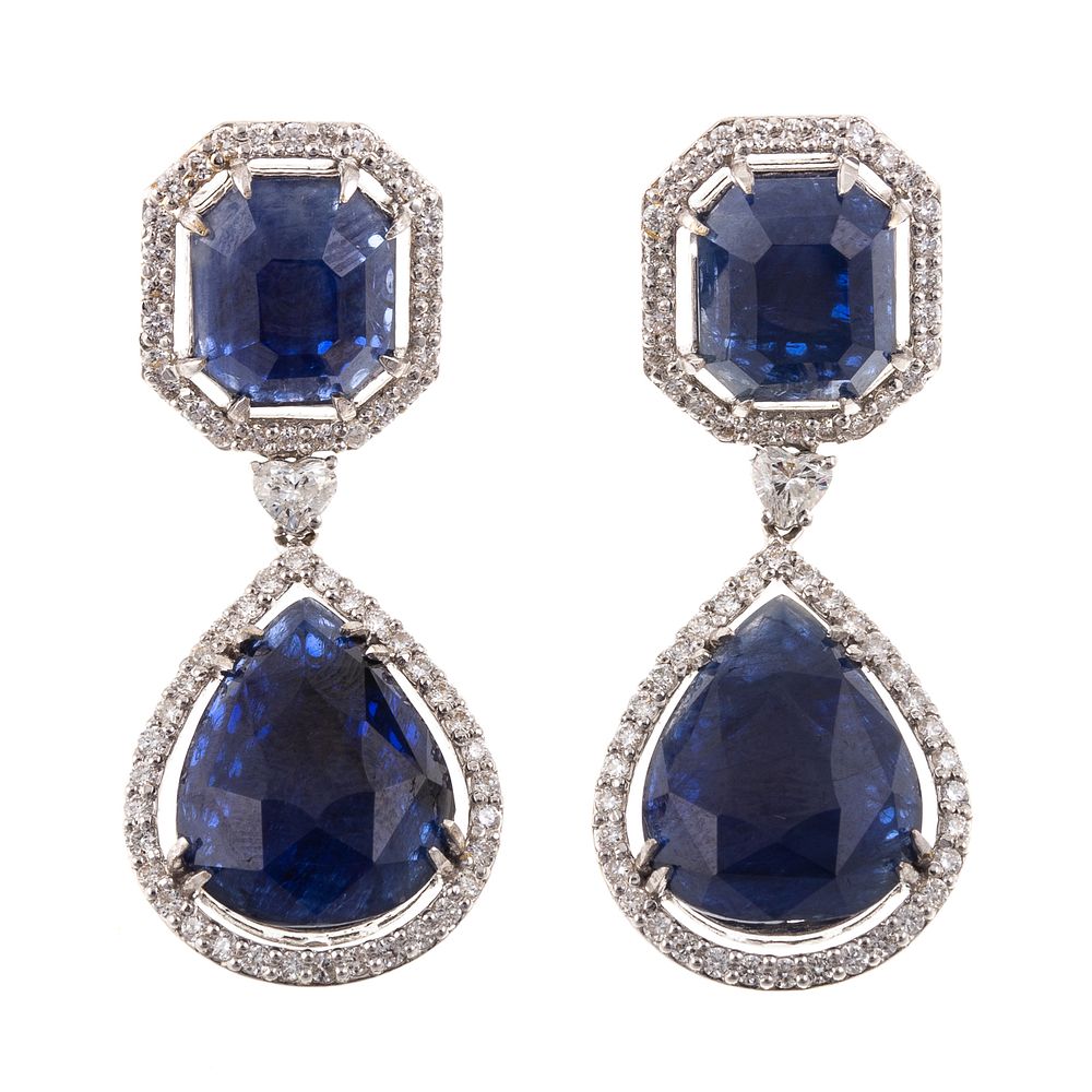 Appraisal: A Pair of ct Unheated Burmese Sapphire Earrings K white