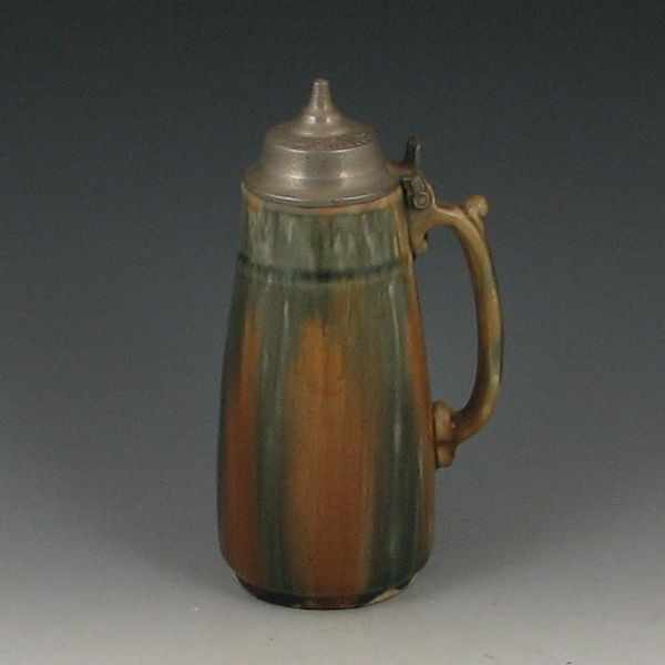 Appraisal: Bennett Stein blended green and orange with silver hinged lid