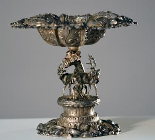 Appraisal: Austrian Silver Figural Centerpiece Austrian silver figural centerpiece dated Two