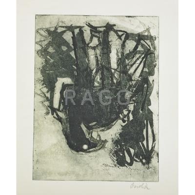 Appraisal: Georg Baselitz German b Untitled der j ger Etching framed