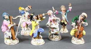 Appraisal: lot of Group of Dresden porcelain musical monkeys lot of