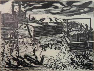 Appraisal: Michael J Gallagher woodcut Michael J Gallagher American - -