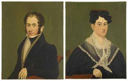 Appraisal: American School th century pair of portraits a gentleman and