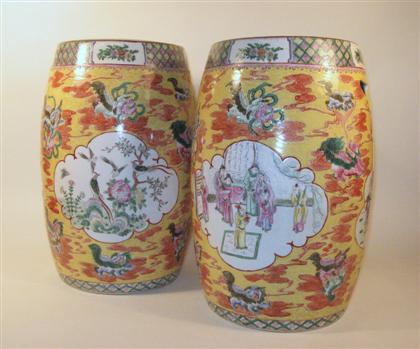 Appraisal: Pair of Chinese famille rose porcelain garden seatsH in