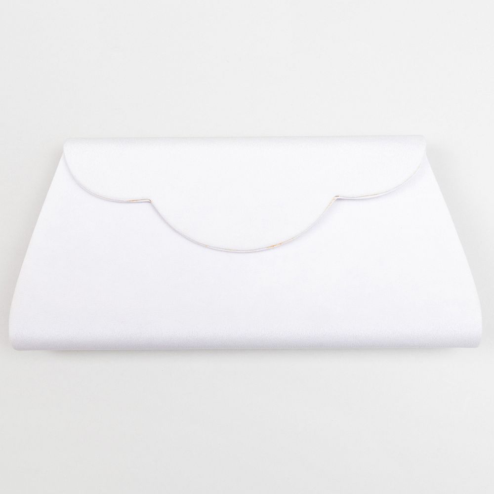 Appraisal: Yves Saint Laurent Haute Couture White Silk Clutch Gilt embossed