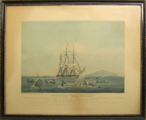 Appraisal: Engraving after Huggins titled South Sea Whale Fishery x